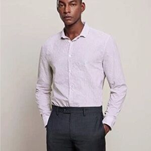 John Varvatos Purple Slim Stripe Grenadine Button Down. NWT